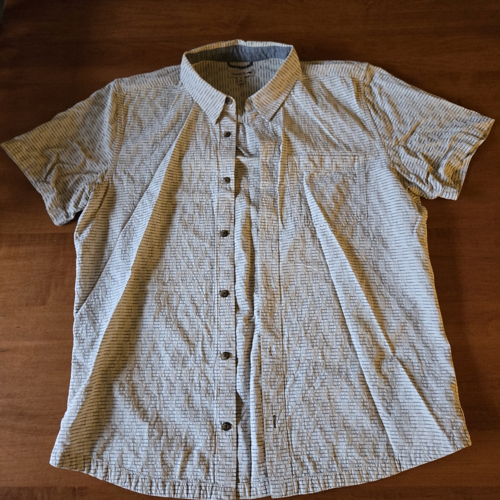 Toad&Co Blue and White Striped Button Down Shirt